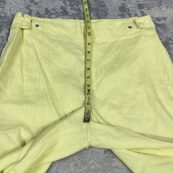 New Vince High Waist Tailored Utility Trouser Pants Pomelo Yellow Linen Sz 10 - Picture 11 of 16